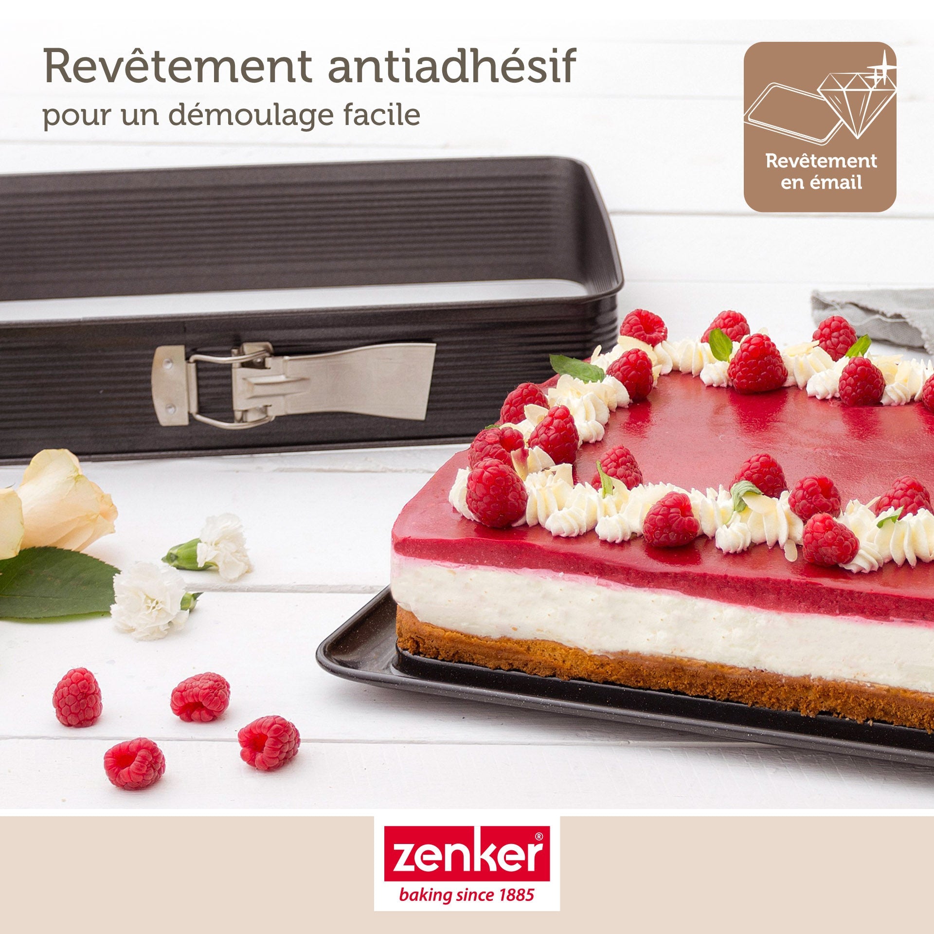 Moule à charnière rectangulaire en acier émaillé et sa spatule 42 x 29 cm Zenker Deluxe Zenker - Mathon - 5