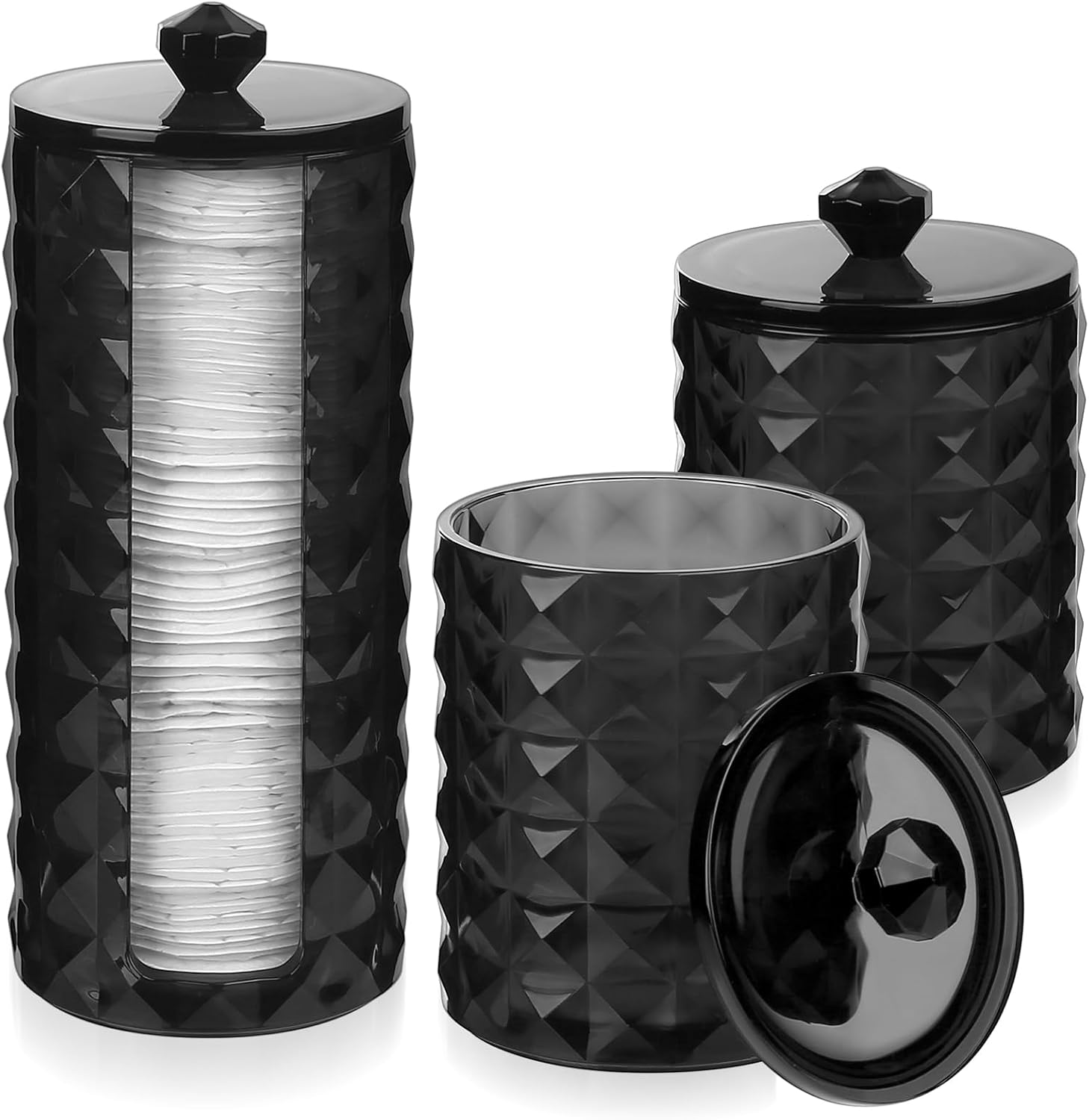 Boîte de rangement noire pour coton-tiges avec couvercle Vendos85 - Mathon