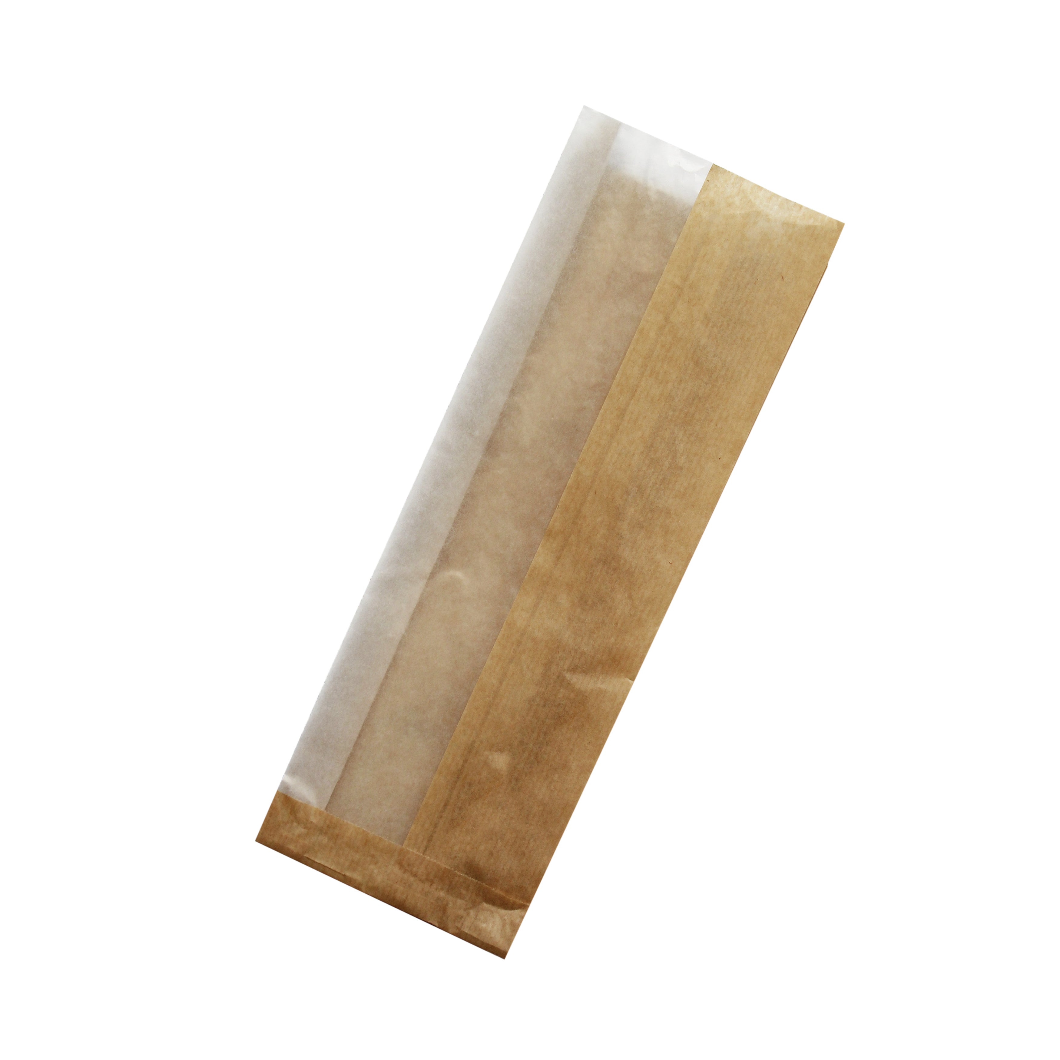 1000Pcs - Sac sandwich brun en papier kraft à fenêtre cristal et 4 cm de soufflet 110x40x310mm FirstPack - Mathon - 1