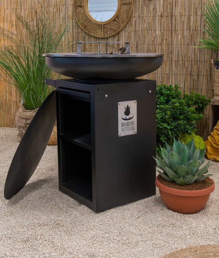 Brasero Rond Noir Ø 800 mm sur Meuble Le Dudule - Brasero Artisan - Mathon - 1