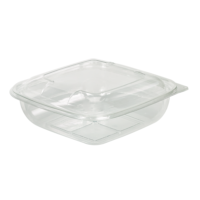 Saladier PET carré transparent 1000 ml 19 x 19 x 5,5 cm - 150 unités FirstPack - Mathon