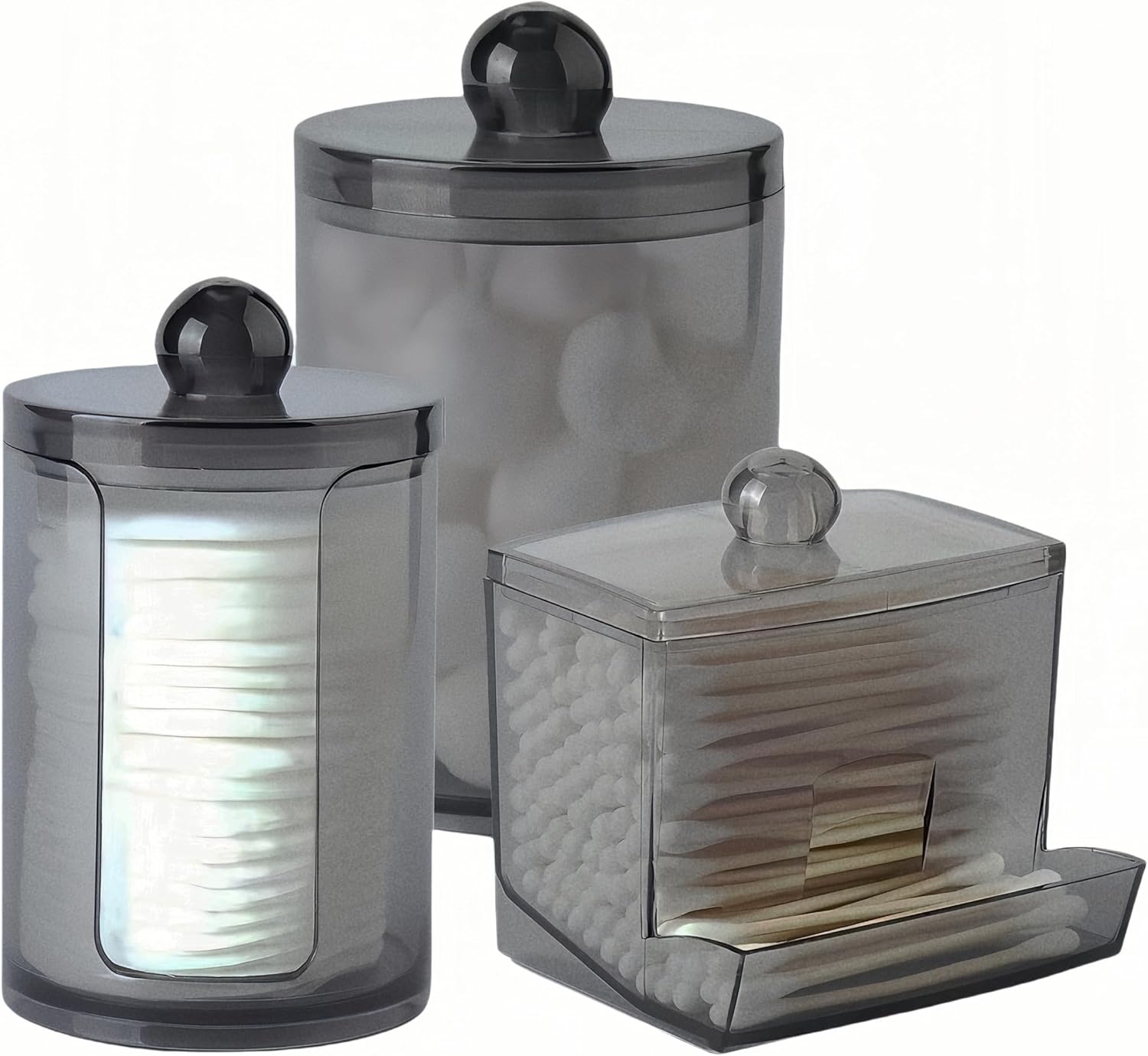 Boîtes Rangement Coton Tige Transparentes en PET – 3 pcs Vendos85 - Mathon