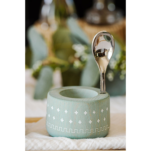 Coffret coquetier et cuillère Piou chevalier vert d’eau Roger Orfèvre - Mathon - 4