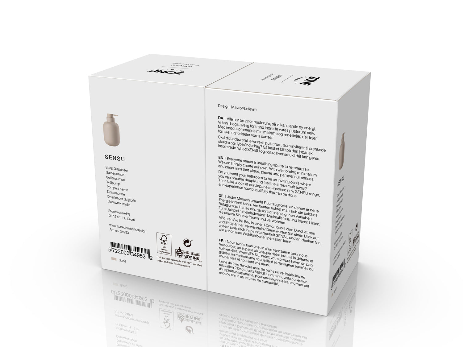 Distributeur de savon Sensu en Grès/ABS Sable Zone Denmark - Mathon - 5