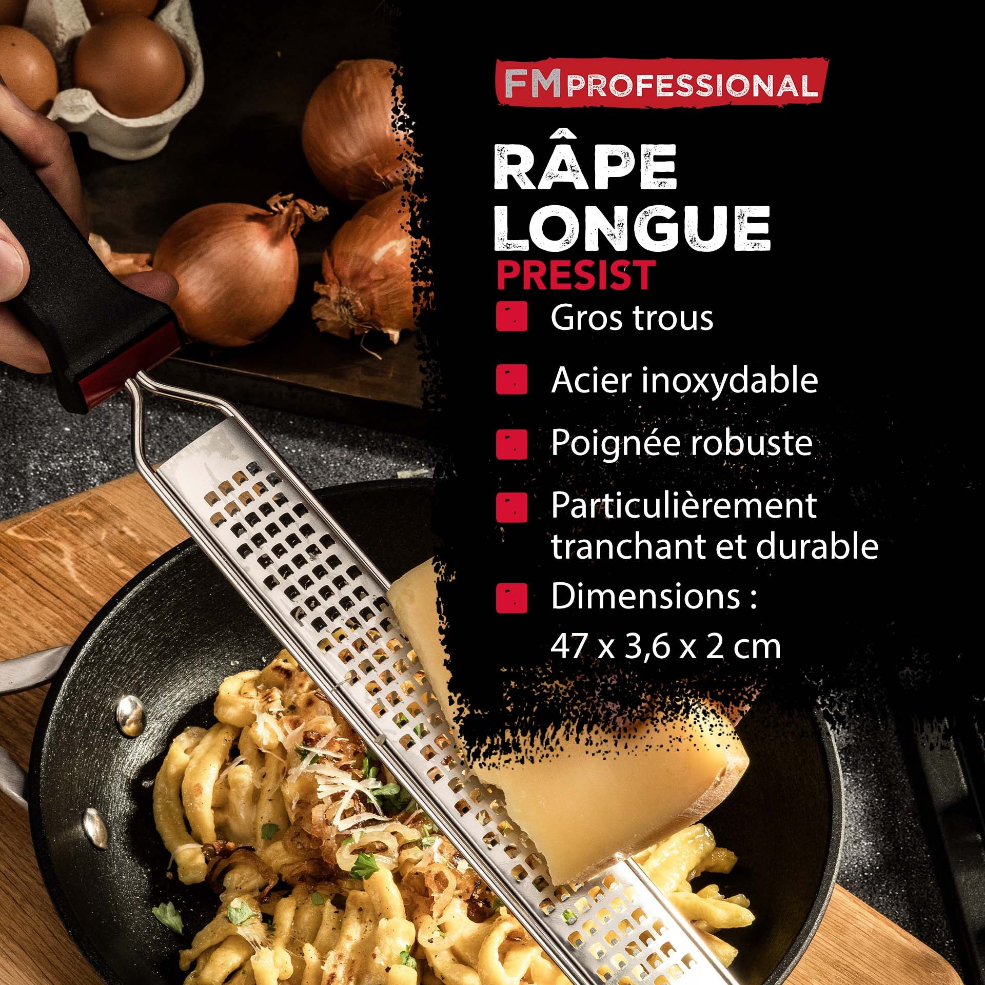 Râpe à zeste longue gros grain avec couvercle de protection 42 cm  Gourmet FM Professional - Mathon - 3