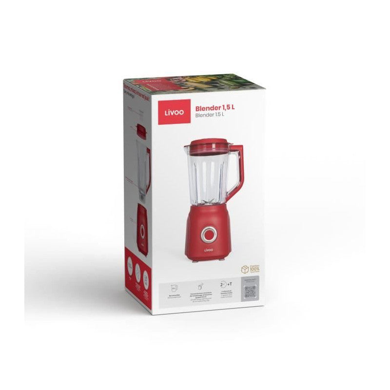 Blender - Livoo - Dop242r - Rouge Chili Et Tranparent Livoo - Mathon - 5