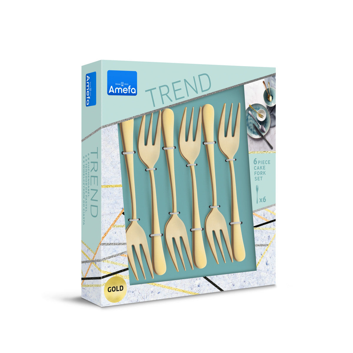 Austin - Service à gâteaux 6 pièces Doré mat Amefa - Mathon - 3