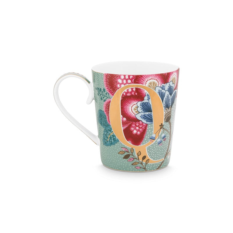 Mug Alphabet Floral Fantasy Bleu ciel - Q - 350ml Pip Studio - Mathon