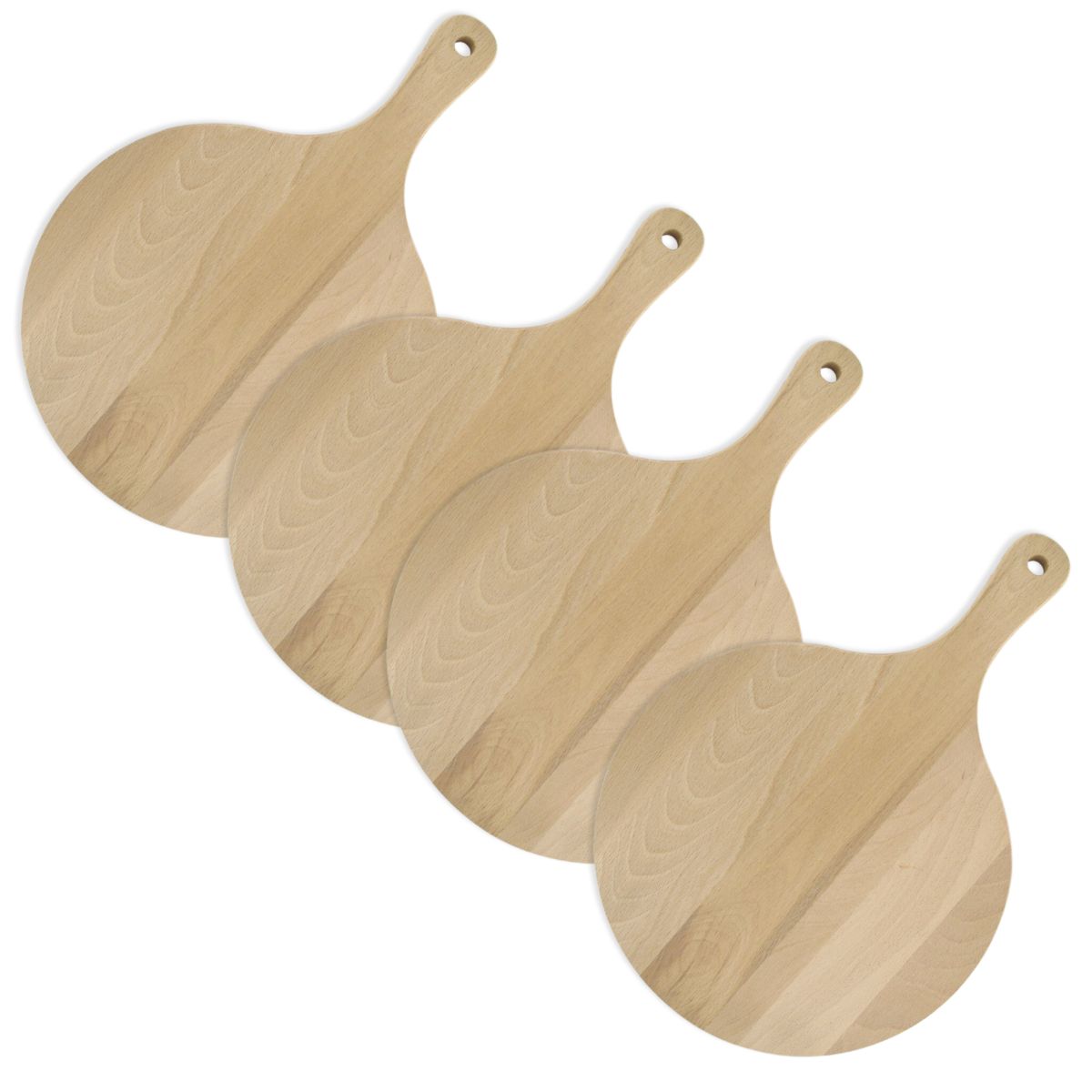 Lot de 4 planches à pizza et tarte flambée en bois 30 cm  Pizzas Lovers Fackelmann - Mathon - 1