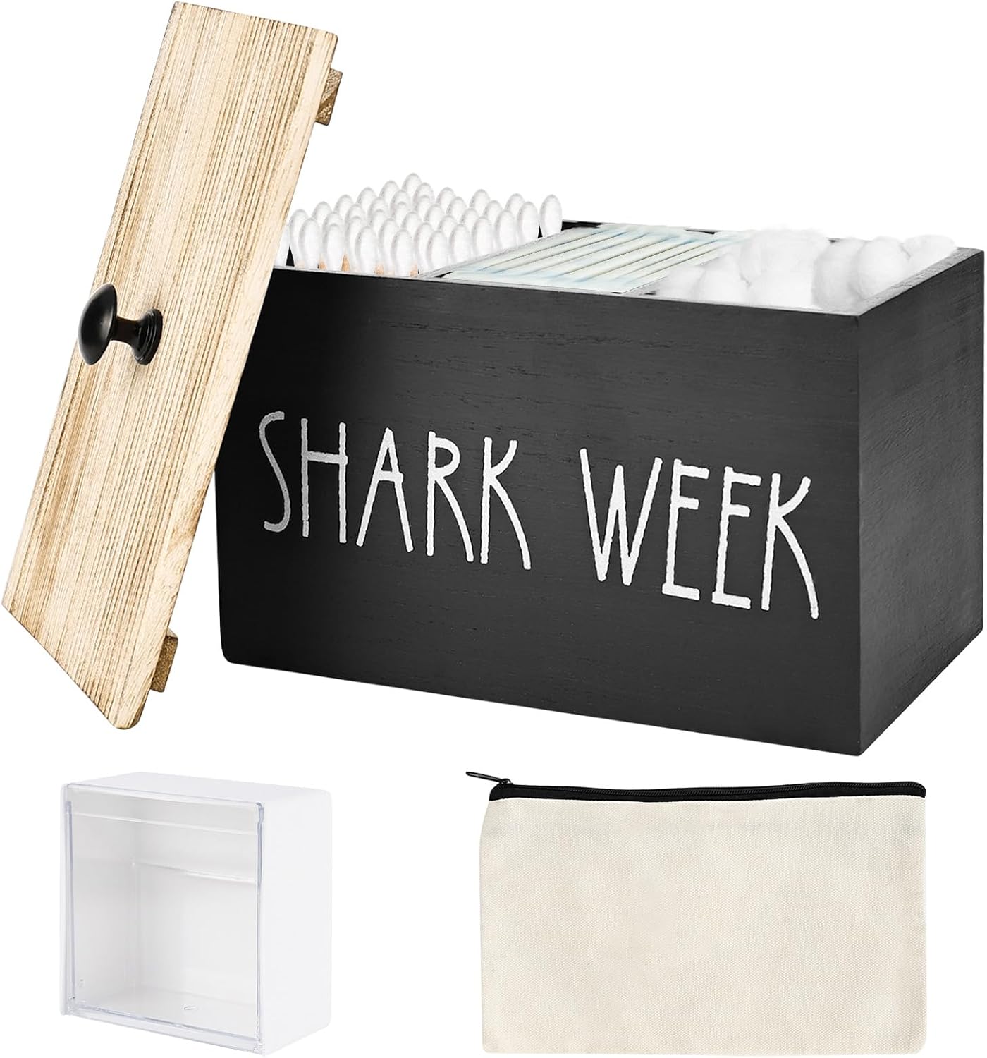 Boîte de Rangement Coton-Tige en Bois avec Couvercle Vendos85 - Mathon