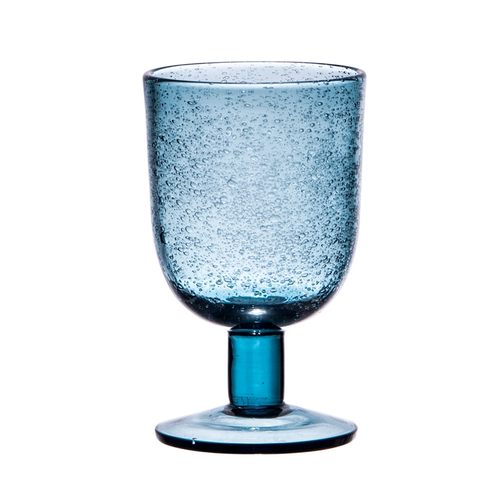 Verre à pied 28 cl Luberon bullé bleu (lot de 6) Table passion - Mathon - 1