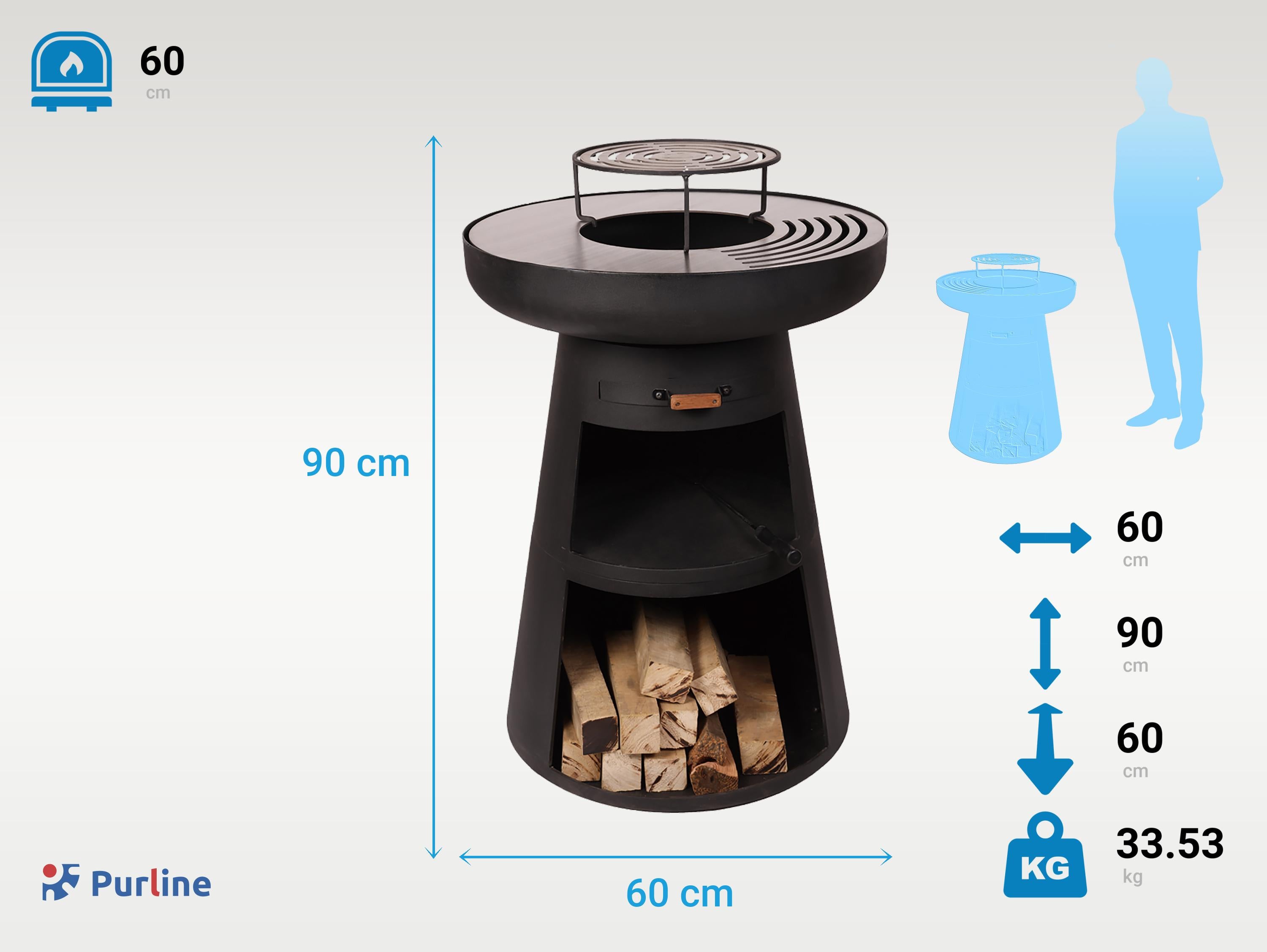 Barbecue rond avec plaque d