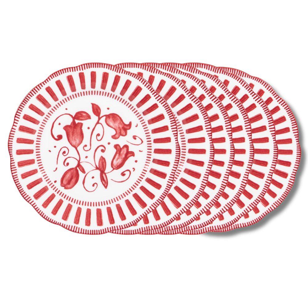 Assiette à dessert Napoli rouge 21 cm (lot de 6) Table passion - Mathon - 1