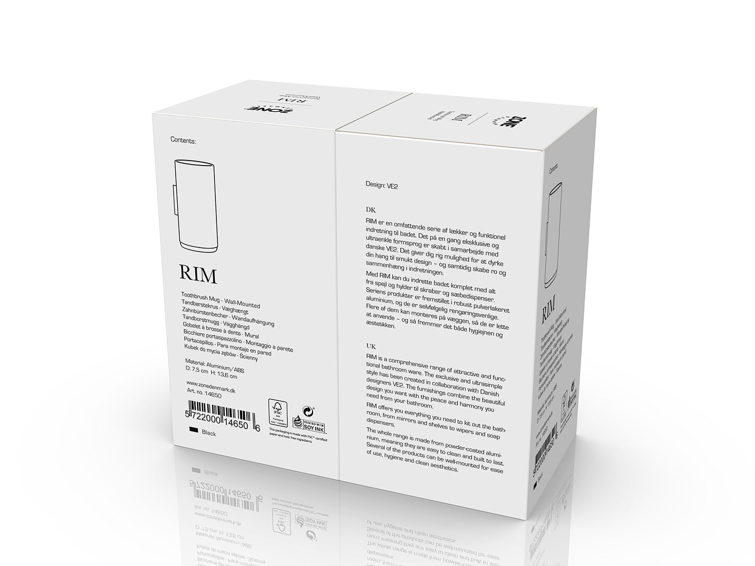 Verre à dents à accrocher RIM en aluminium et abs Noir Zone Denmark - Mathon - 5