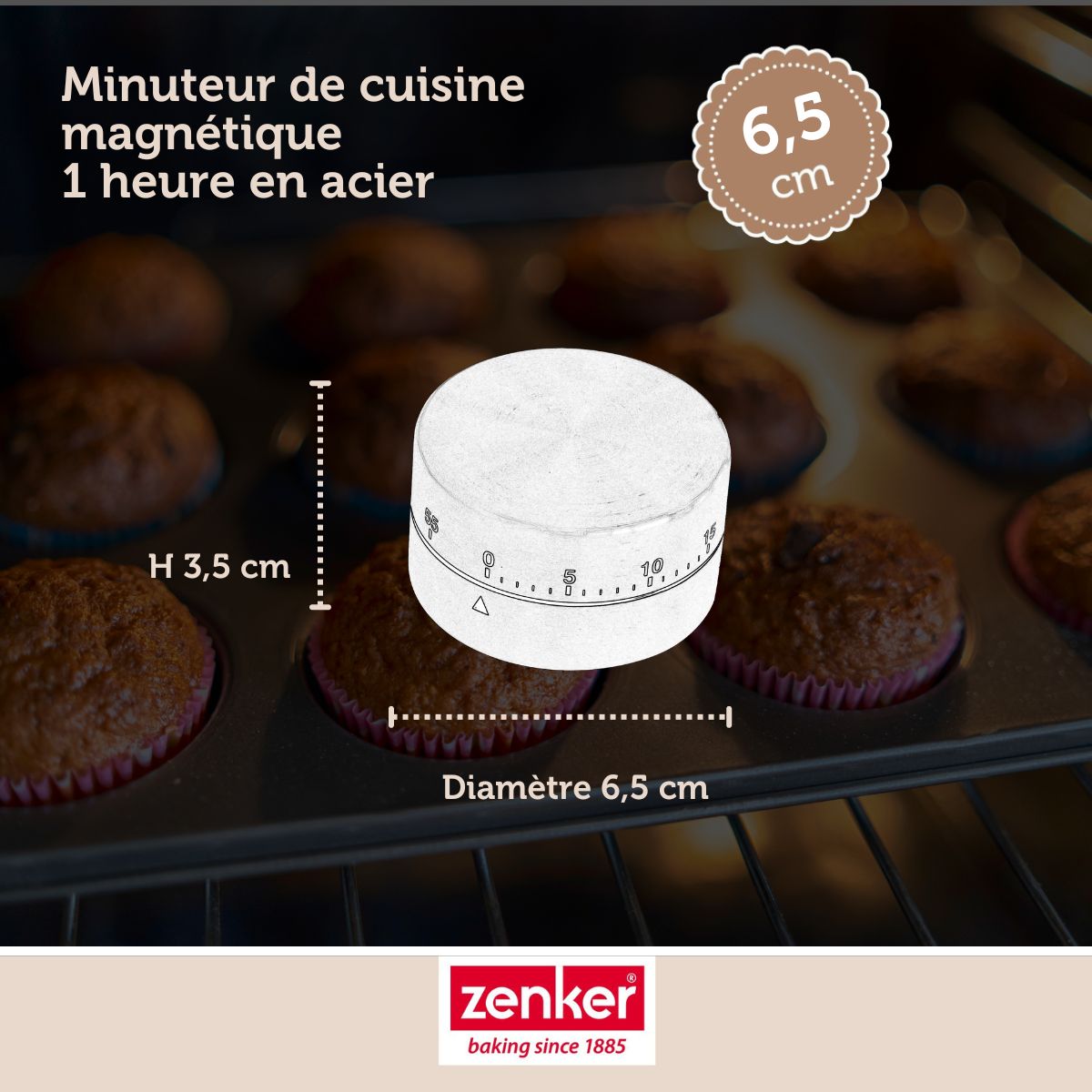 Minuteur de cuisine magnétique 1h en acier Zenker Smart Pastry Zenker - Mathon - 3