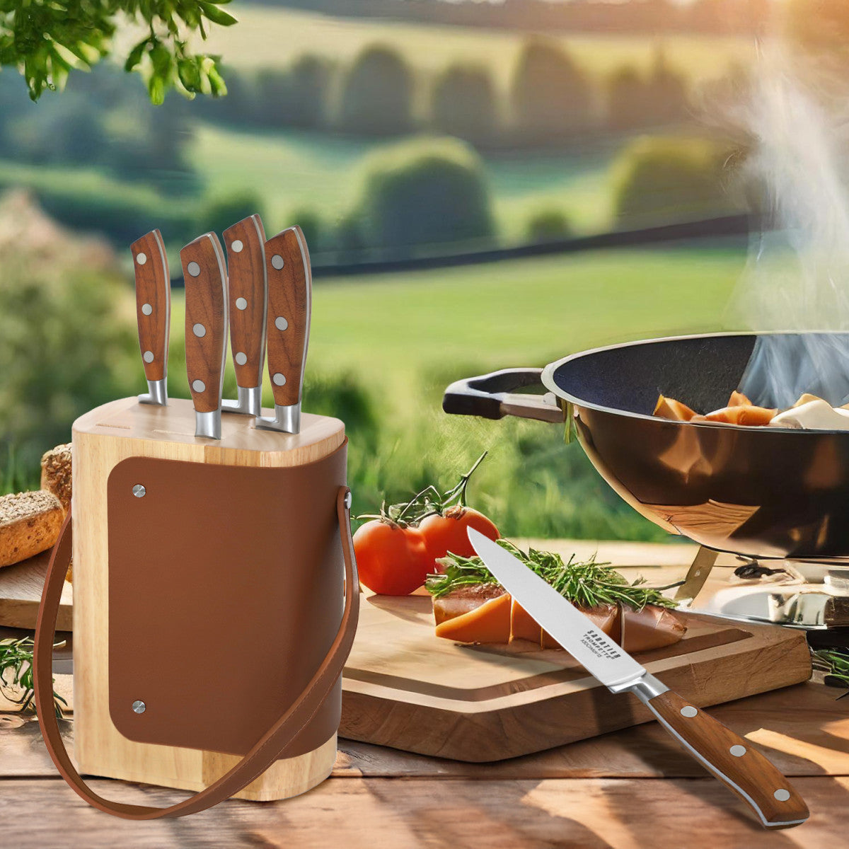 Ryokan - Bloc avec 5 couteaux de cuisine Sabatier Trompette - Mathon - 4