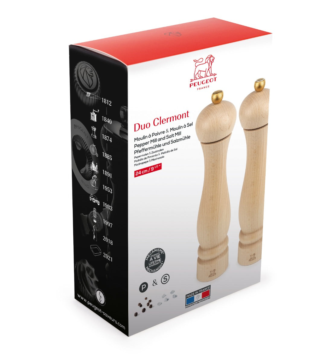 Clermont Duo de moulins à poivre et à sel Naturel 24 cm Peugeot - Mathon - 3