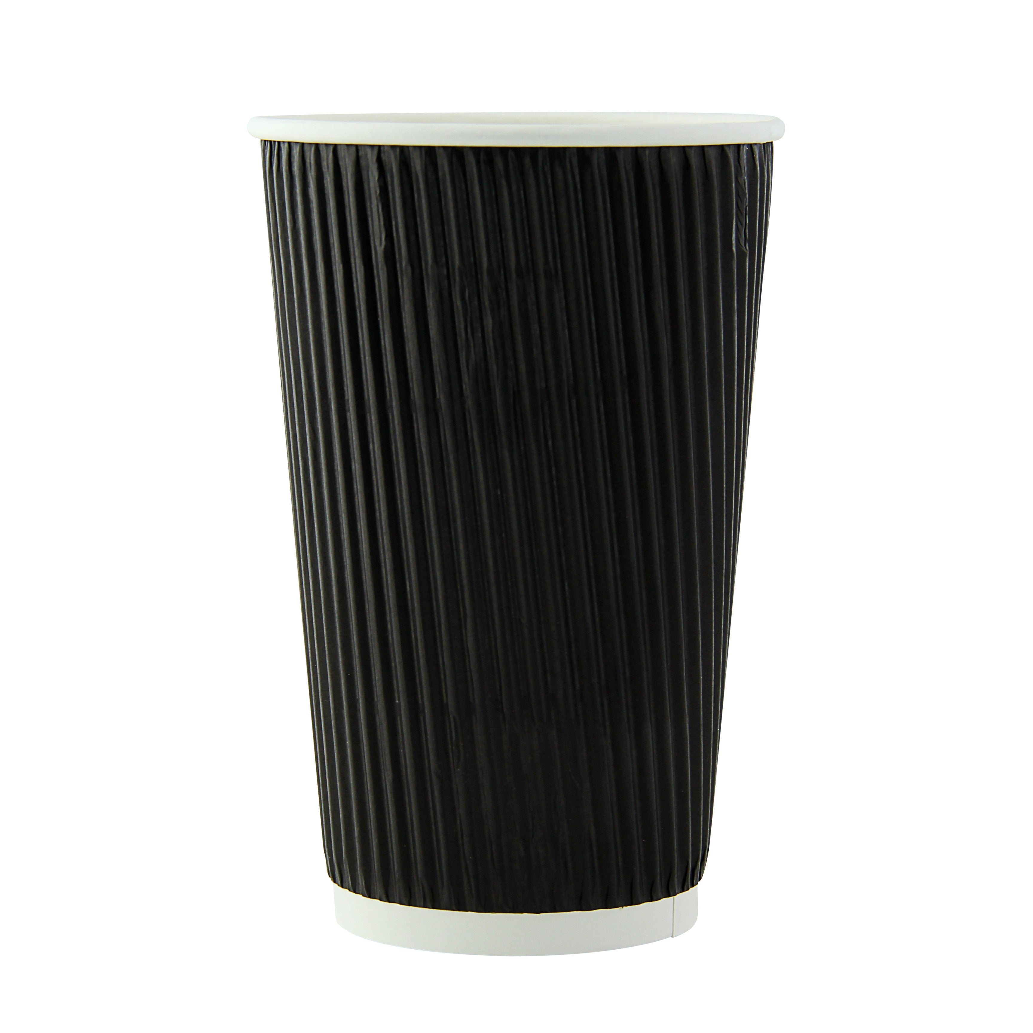 Gobelet carton double paroi noir "Rippley" 450 ml Diam: 9 cm 9 x 6 x 13,6 cm - 25 unités FirstPack - Mathon