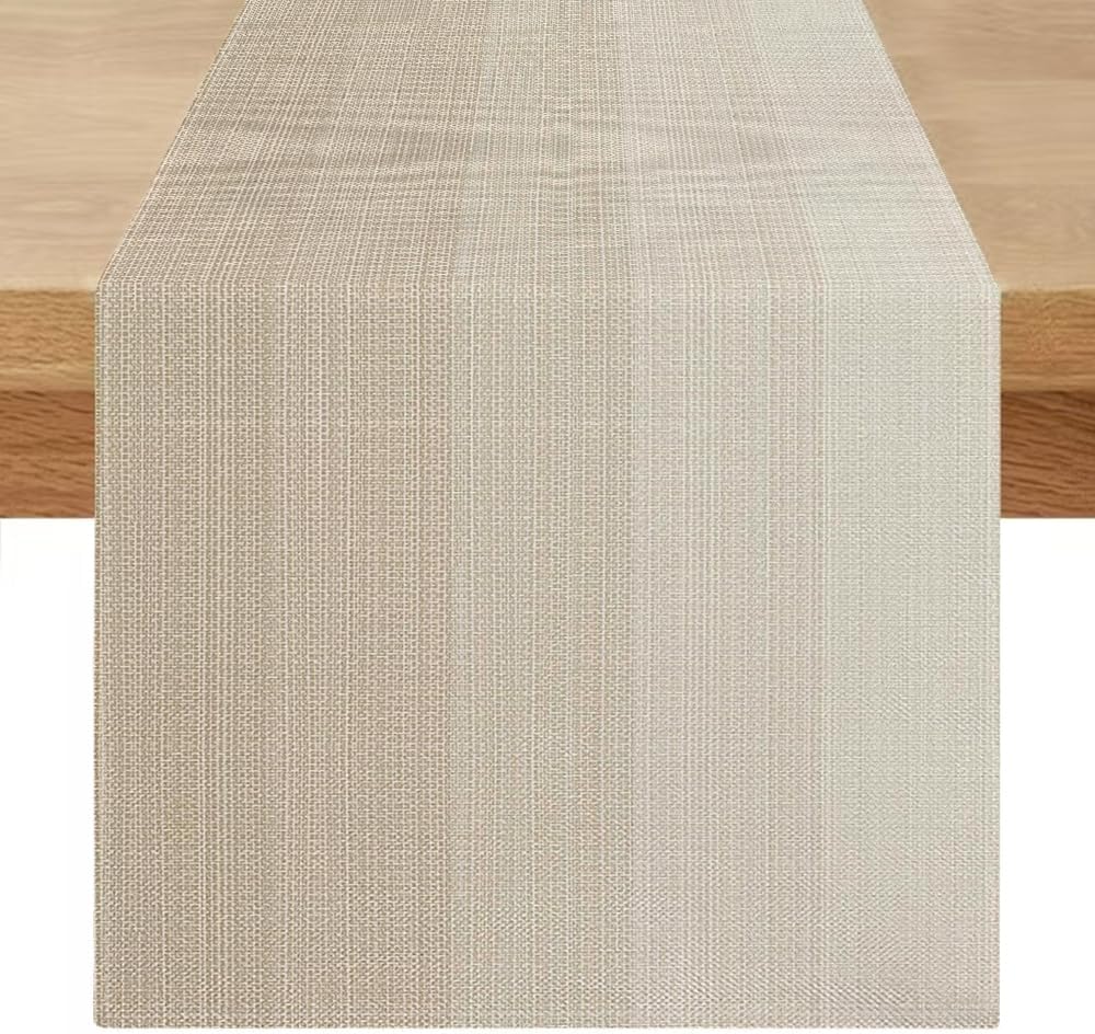 Chemin de Table Lin Style Vintage 180×40 cm Beige Clair Vendos85 - Mathon