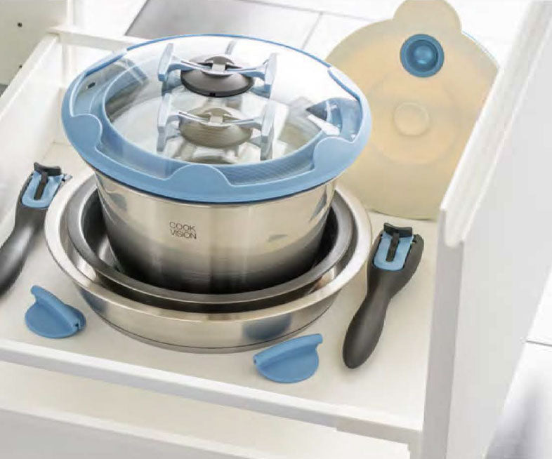 Set de 17 pièces avec couvercle bleu, pack famille Cookvision - Mathon - 2
