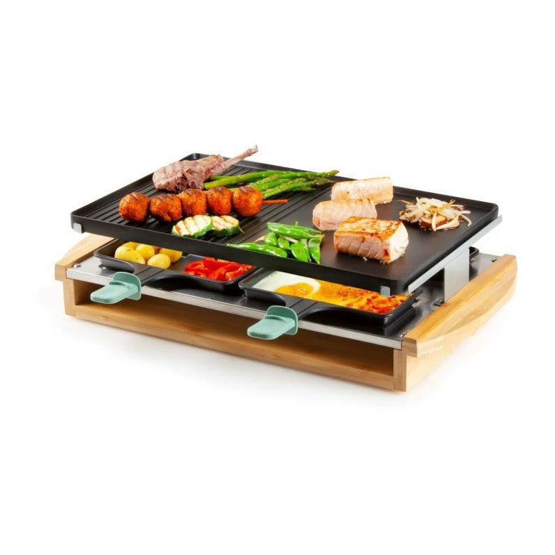 Domo Do9246g - Appareil A Raclette-grill Bamboo - 1200w - 3 Niveaux - 8 Personnes - Resistance Acier Inoxydable Domo - Mathon - 3