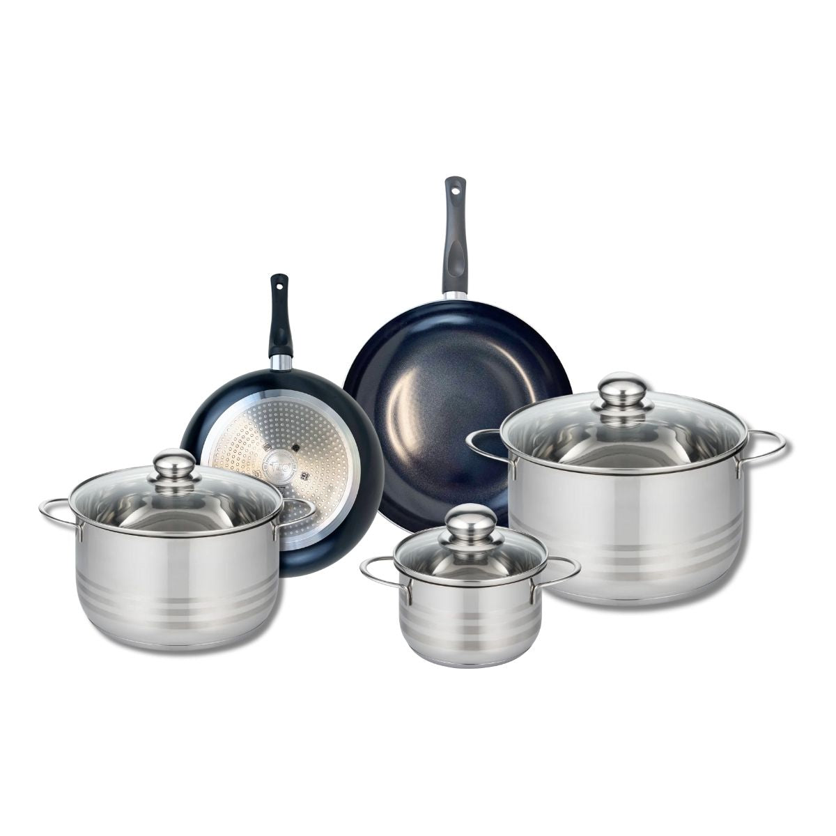 Ensemble de 2 Poêles de cuisson 20 et 24 cm et 3 faitouts 14, 20 et 24 cm  Prima Brillant Elo - Mathon - 1
