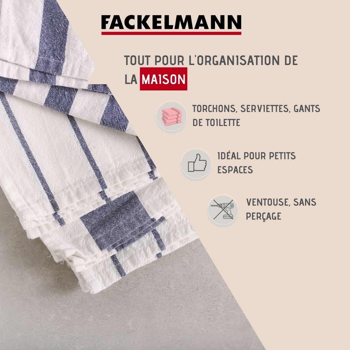 Lot de 4 crochets muraux à ventouse transparents  Tecno Fackelmann - Mathon - 2