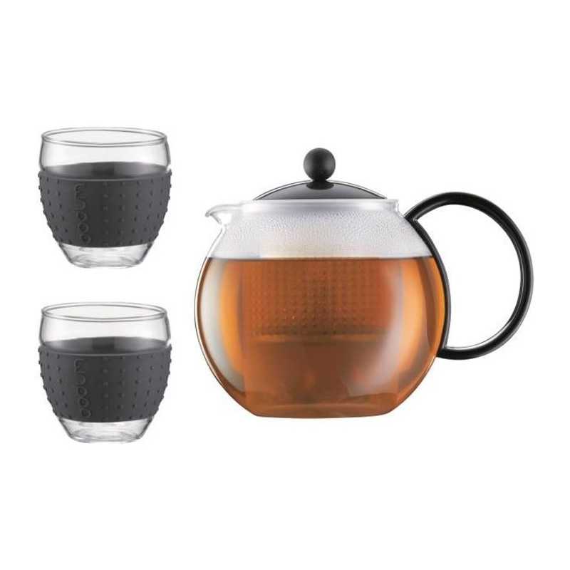 Théiere A Piston - Bodum - Chambord Set - 1.0 L Avec Couvercle, Anse, Filtre Plastique + 2 Verres 0.35 L Bodum - Mathon