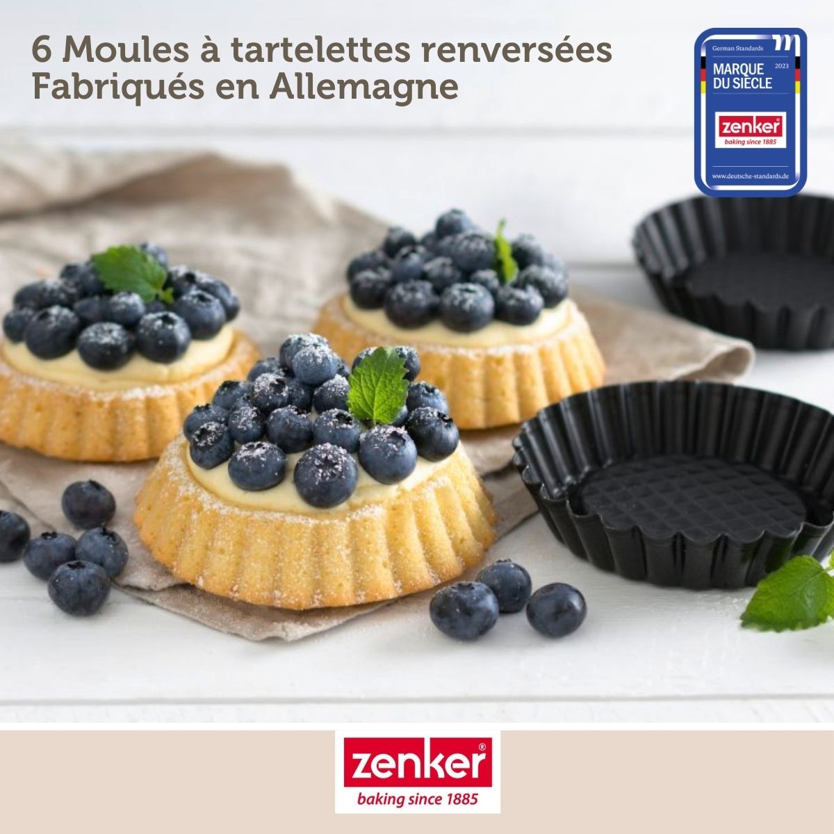 Ensemble de 12 Moules à tartelettes 10 cm Zenker Black Metallic Zenker - Mathon - 2