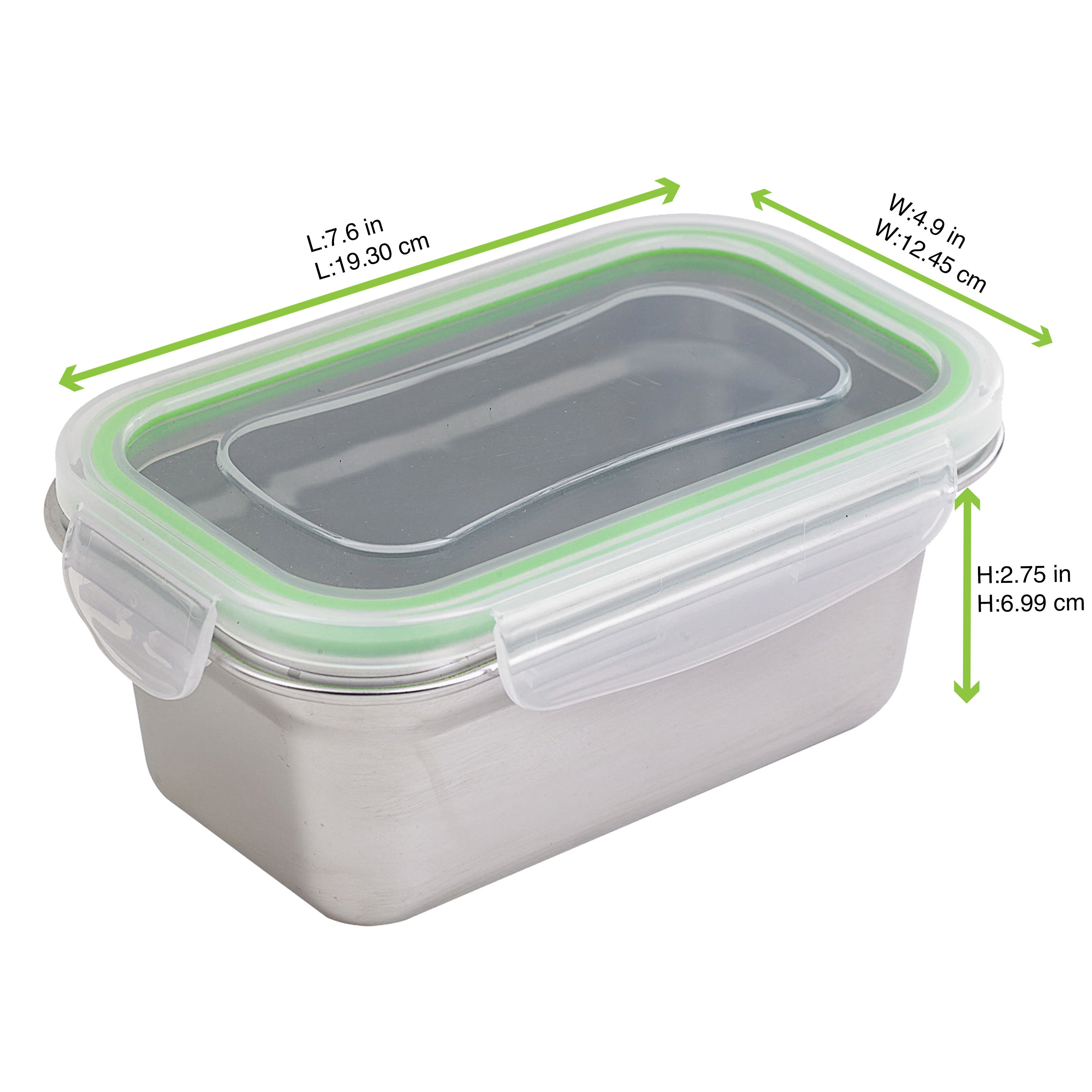 6Pcs - Boite repas rectangulaire NoxBox en inox avec couvercle en plastique PP  193x125x70mm 1000ml FirstPack - Mathon - 2