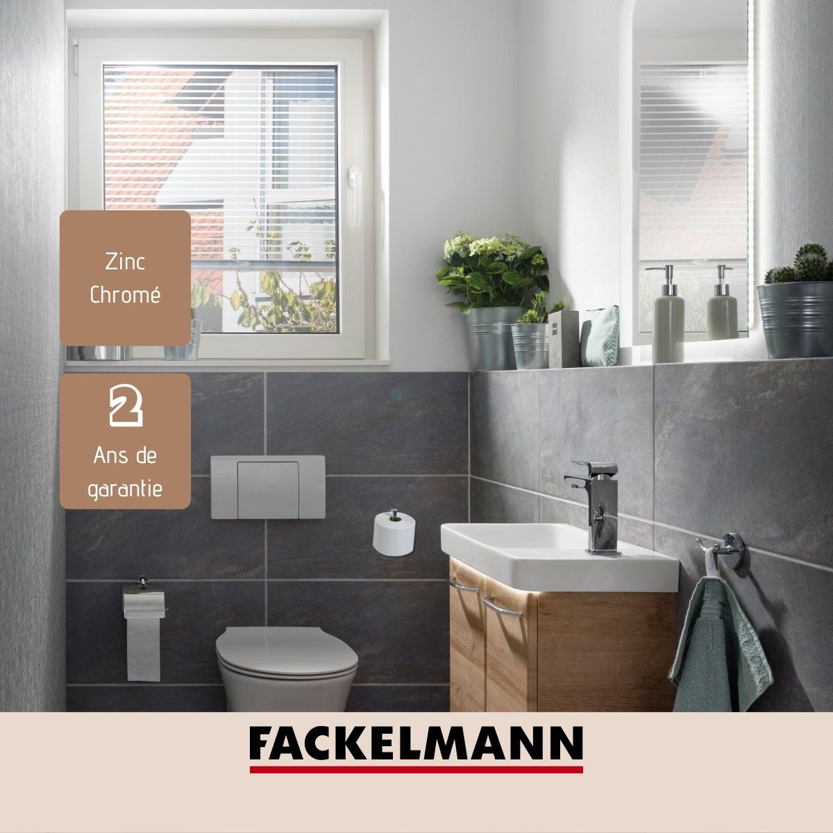 Support papier toilette mural droit gris chromé  Mare Fackelmann - Mathon - 4