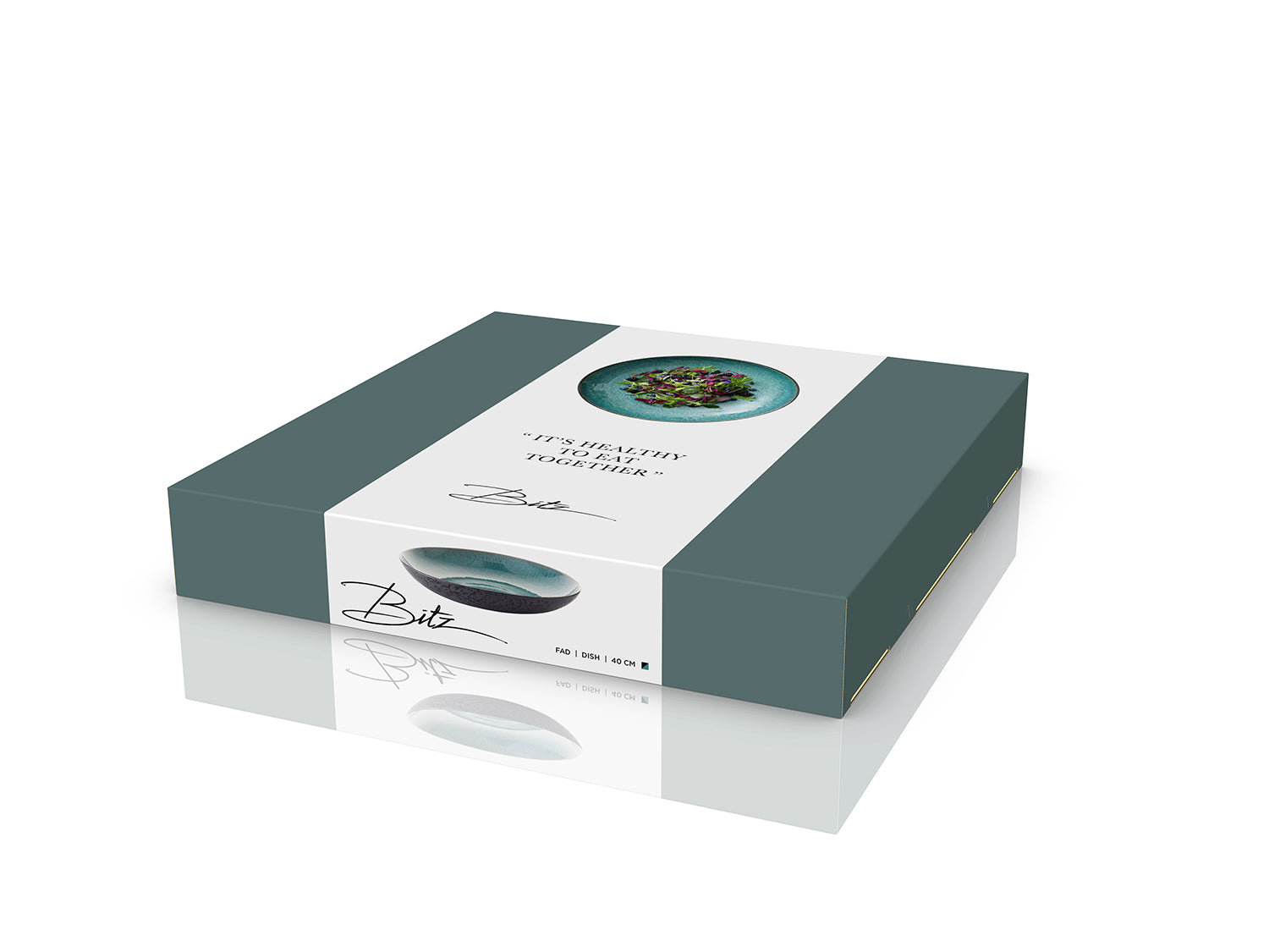 Plat de service rond GASTRO 40cm en grès émaillé Noir/Vert Bitz - Mathon - 7