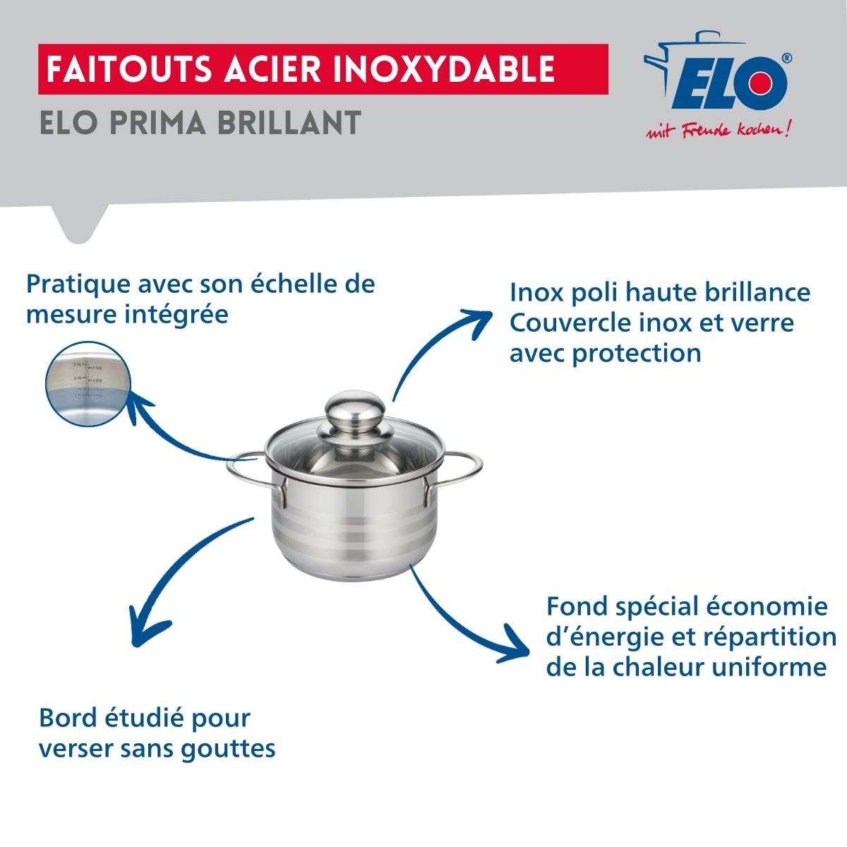 Ensemble de 1 Poêle de cuisson 28 cm et 1 faitout 16 cm  Prima Brillant Elo - Mathon - 3