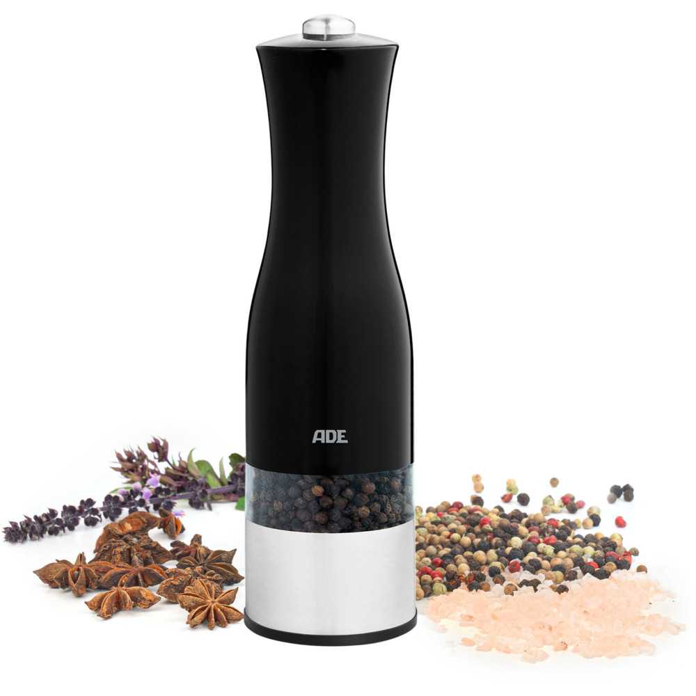 Moulin Poivre/sel électrique - Ade -kitchen Gadgets - Acier Inoxydable/plastique - H 22,5 Cm - Inclus 6 Pilles Aaa - Noir ADE - Mathon - 1