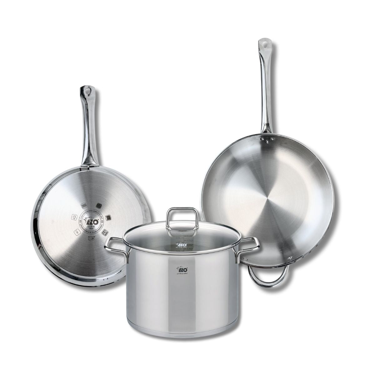 Ensemble de 2 Poêles de cuisson 28 et 32 cm et 1 faitout 26 cm  Profi Citrin Elo - Mathon - 1