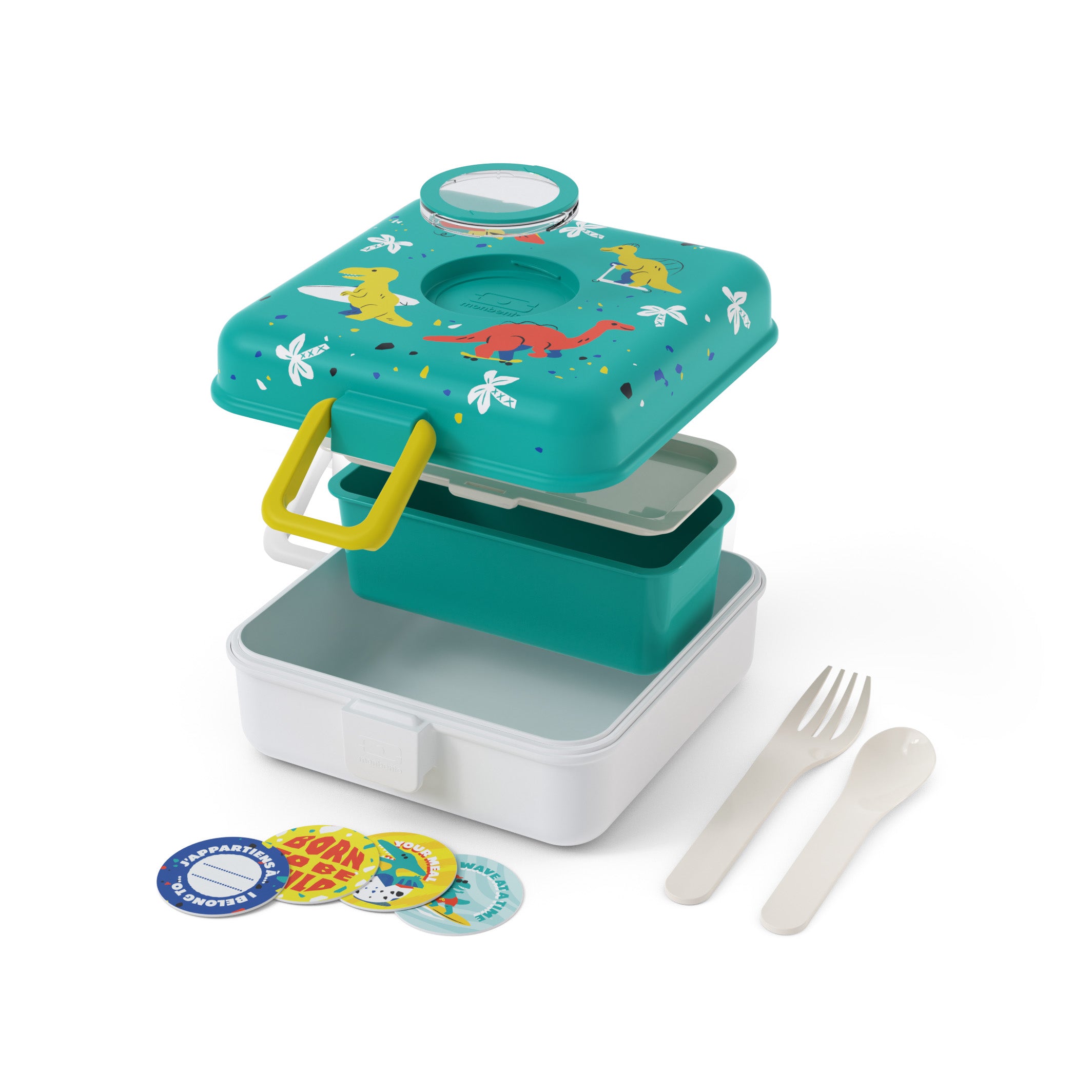 Boîte à sandwich enfant Snacky 850ml bleu Dino Monbento - Mathon - 3