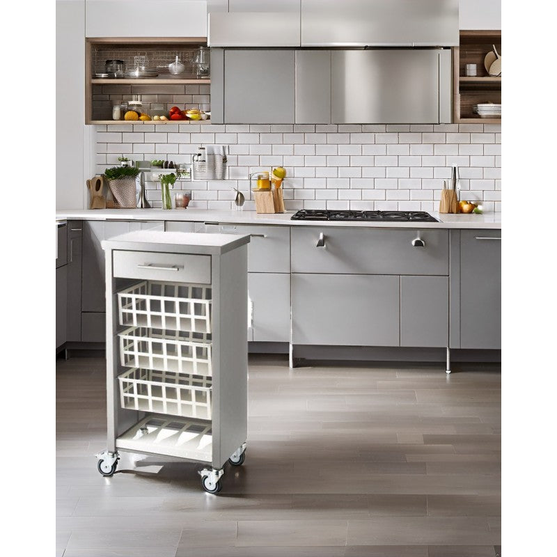 Desserte de cuisine avec plan de travail en acier inoxydable, MOHER, Gris Don Hierro - Mathon - 4