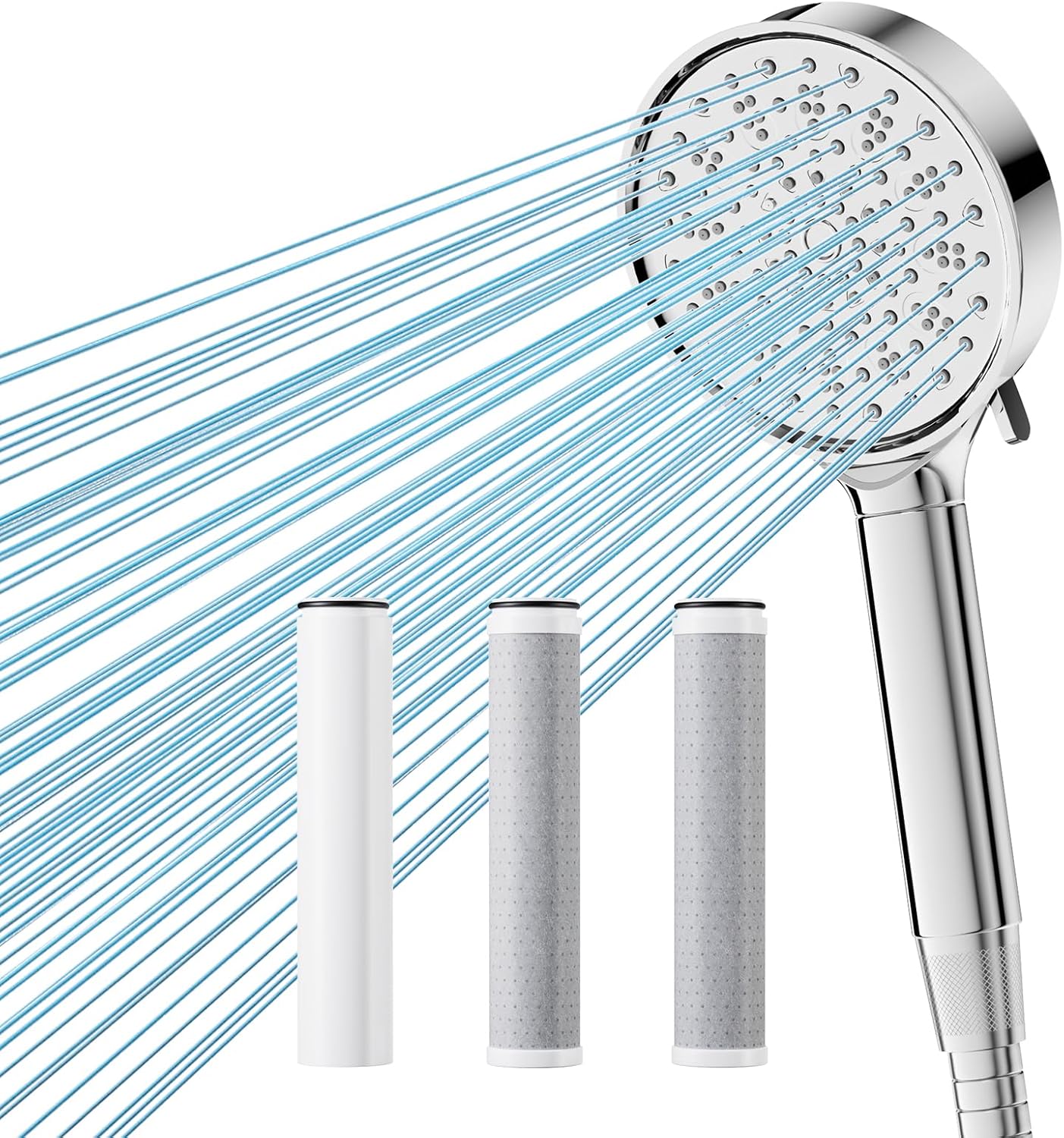 Pommeau de douche rectangulaire 6 jets avec filtre 20 étapes Vendos85 - Mathon