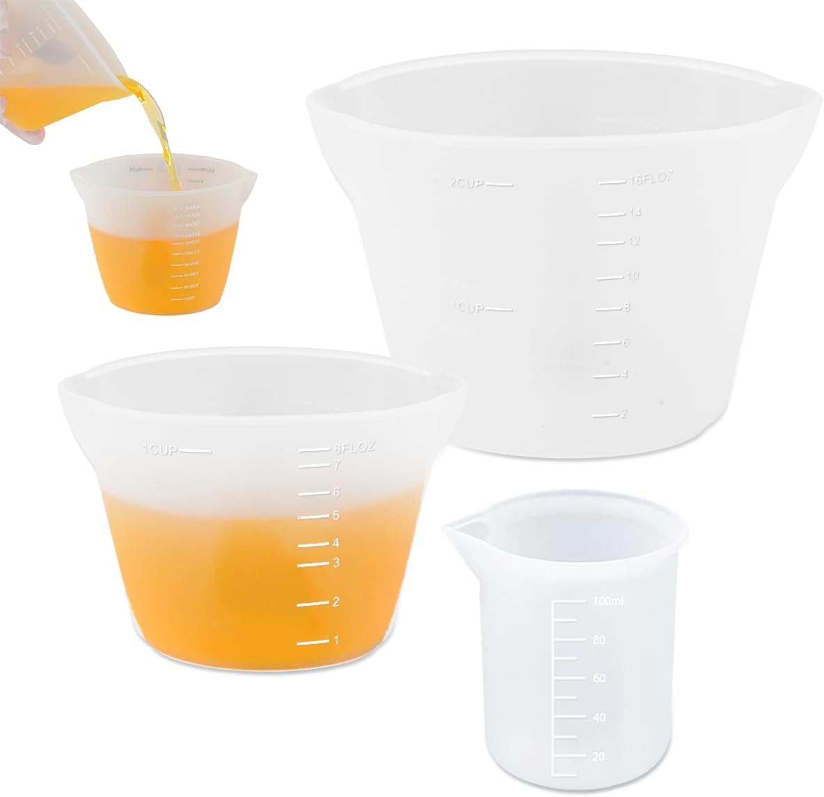 Lot de 3 tasses à mesurer en silicone 100/250/500 ml Vendos85 - Mathon