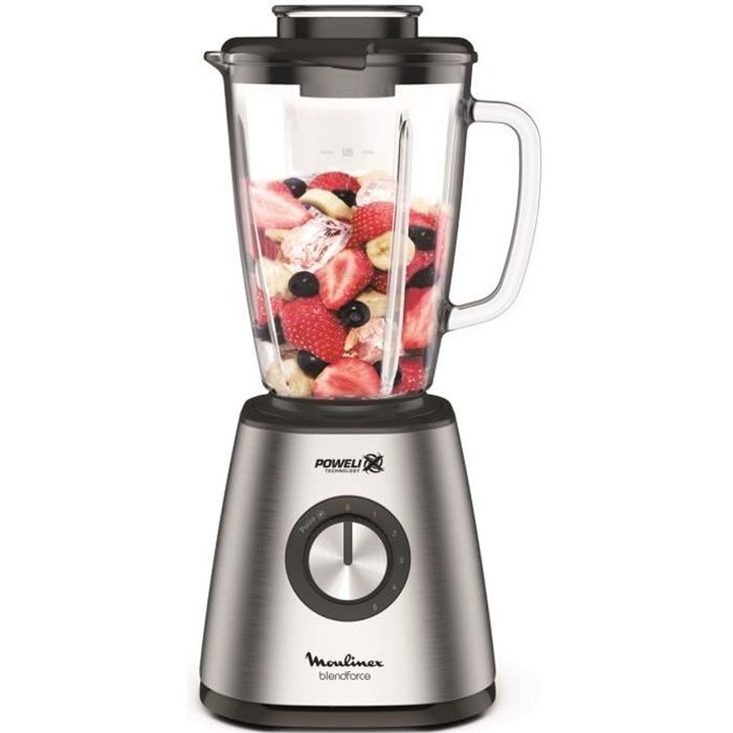 Moulinex blender mixeur, puissance 800 w, lames inox, 5 vitesses, bol verre thermique 1,75 l Seb - Mathon - 1