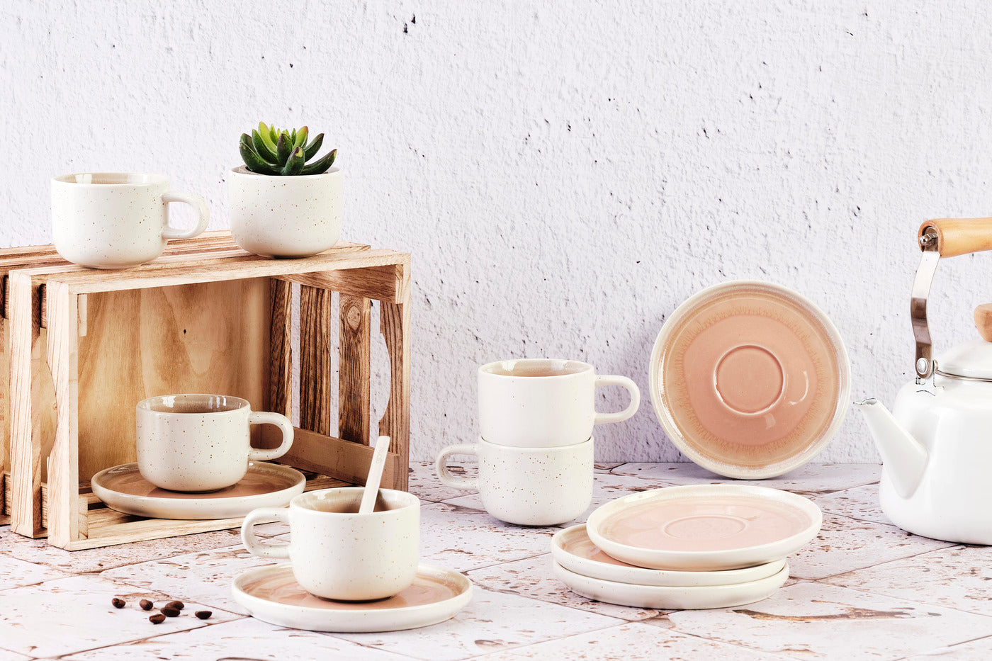 Lot de 6 tasses en grès rose D15 Björn - Mathon - 2