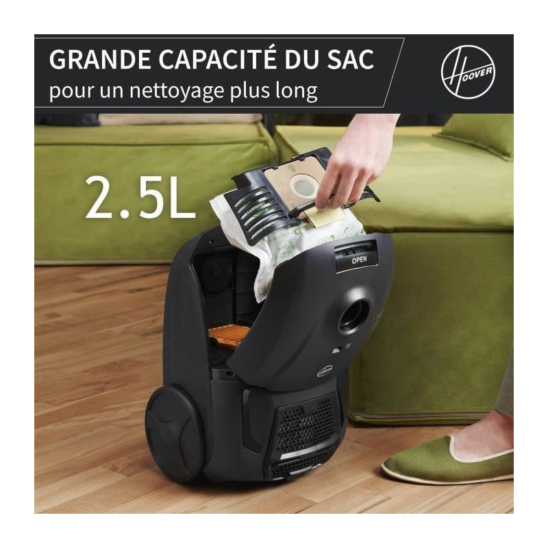 He1 - Aspirateur Traineau Avec Sac Compact Et Puissant - Grande Capacité 2,5l- Haute-performance Sur Sols Durs Et Moquet Hoover - Mathon - 4