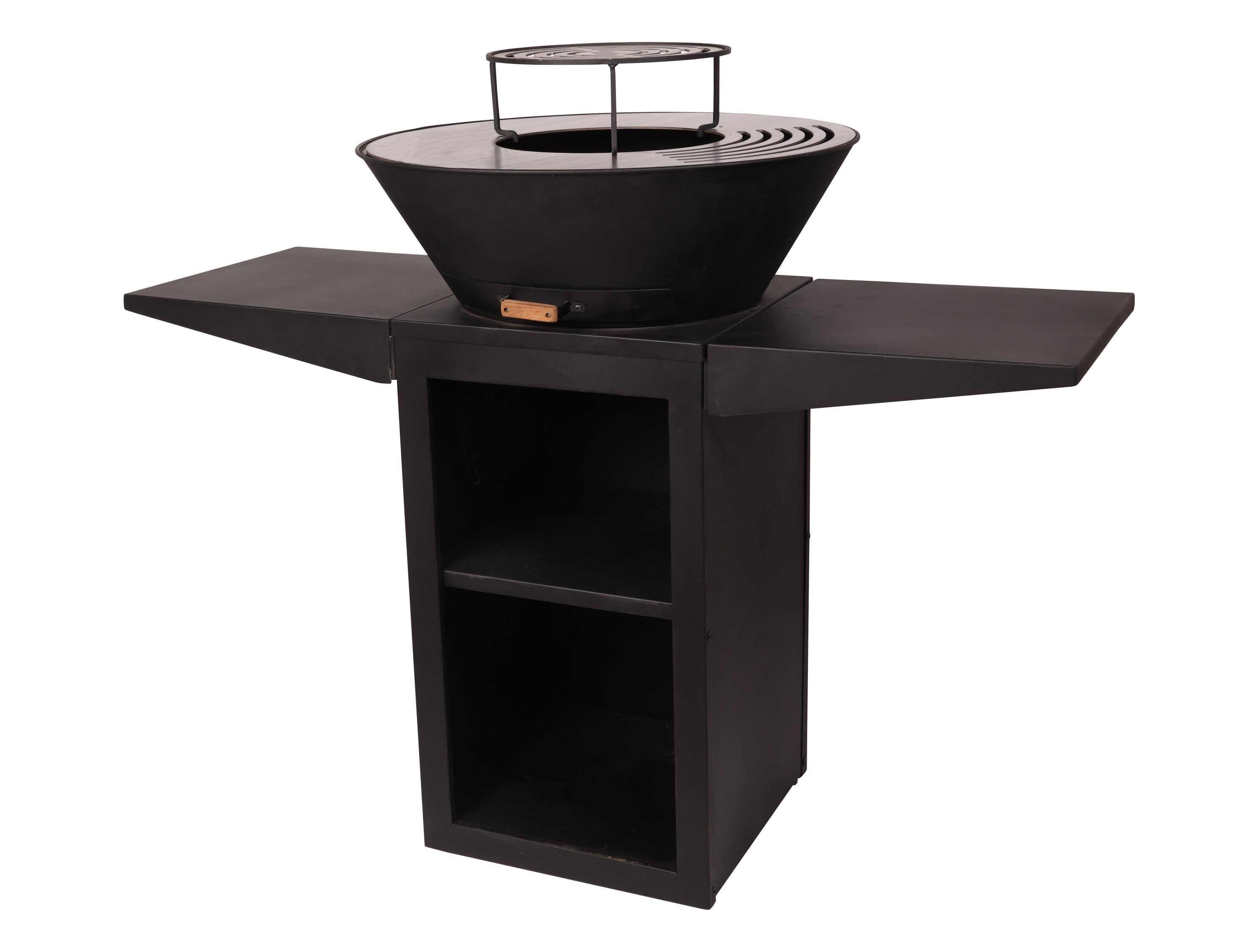 Barbecue avec plaque ronde, grill et support Purline - Mathon - 1