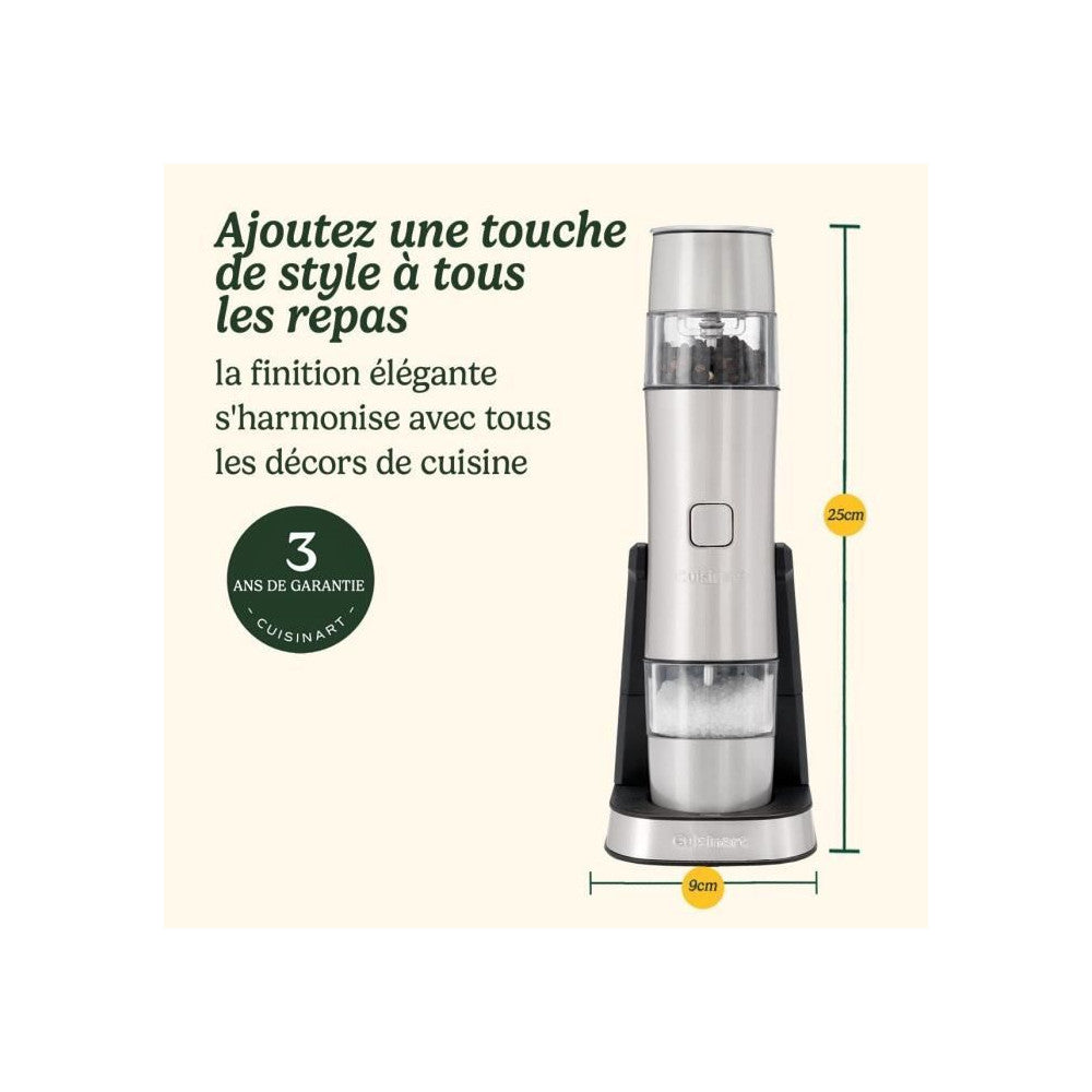 Salière-Poivrière 2 en 1 rechargeable Gris perle Cuisinart - Mathon - 6