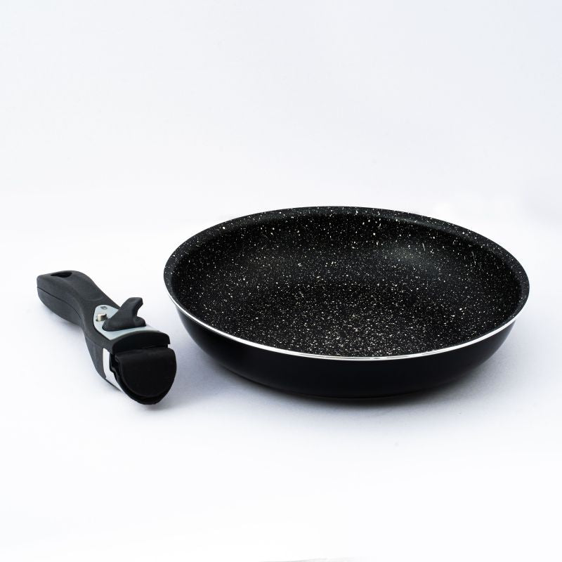 Batterie de cuisine revêtement pierre avec manche amovible 10 pieces noir Herzberg HG5000-BK Herzberg - Mathon - 3