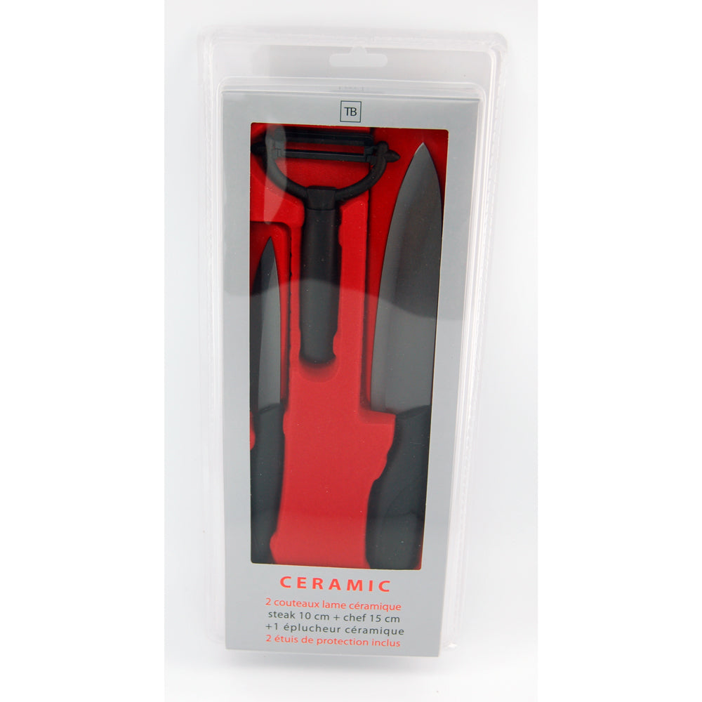 Coffret 2 couteaux et éplucheur céramique Tarrerias Bonjean - Mathon