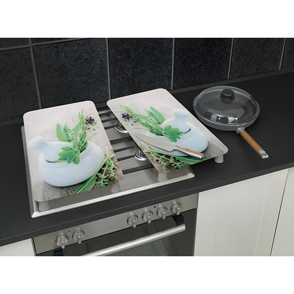 2 couvre-plaques protection motifs Jardin de fines herbes Wenko by Maximex - Mathon - 3