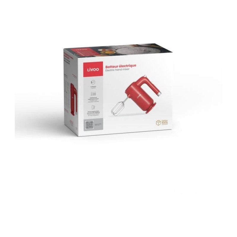 Batteur électrique - Livoo - Dop243r - 250 W - 5 Vitesses - Rouge Livoo - Mathon - 2
