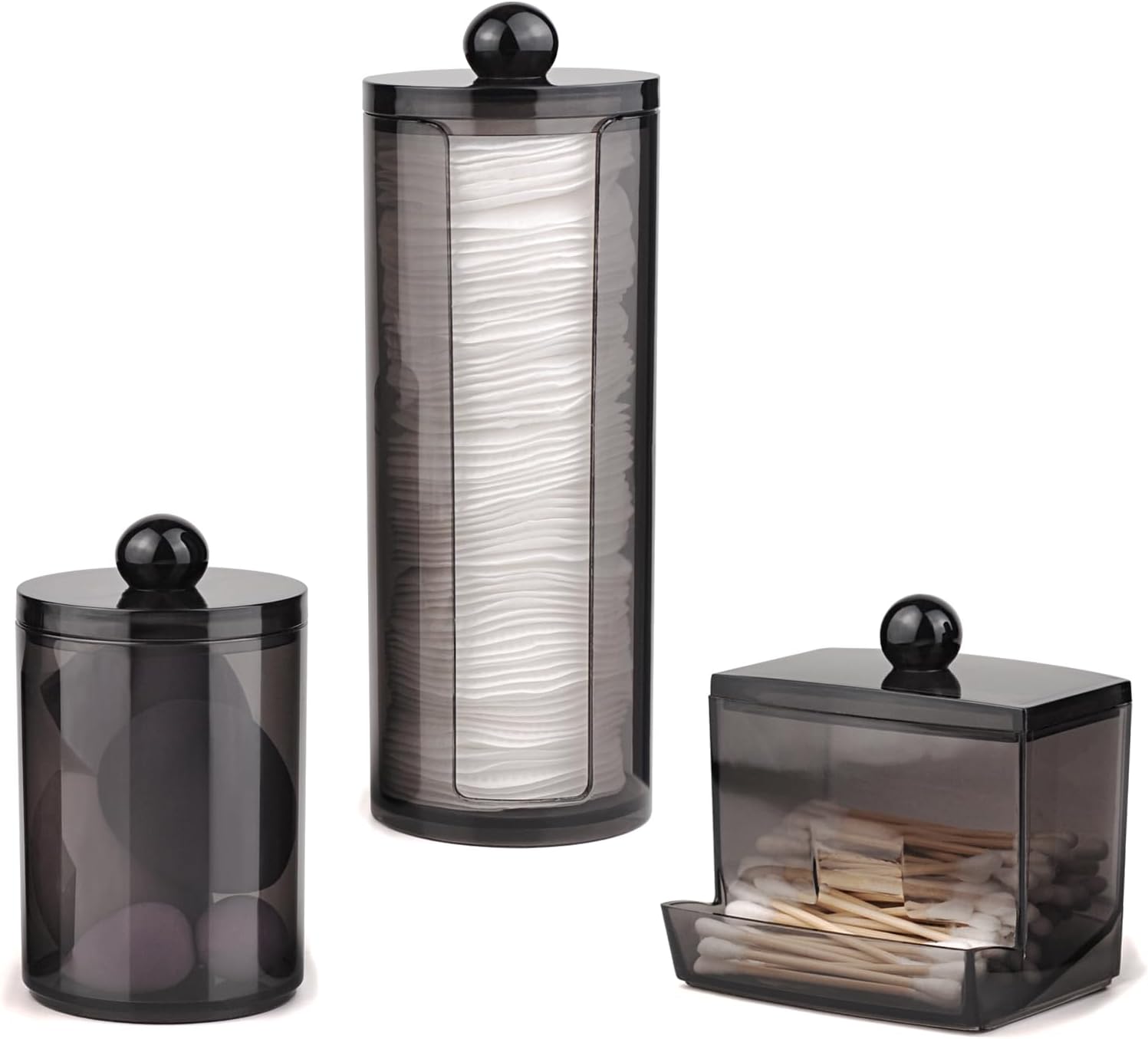 Ensemble Distributeurs Coton & Cotons-Tiges Noir Vendos85 - Mathon