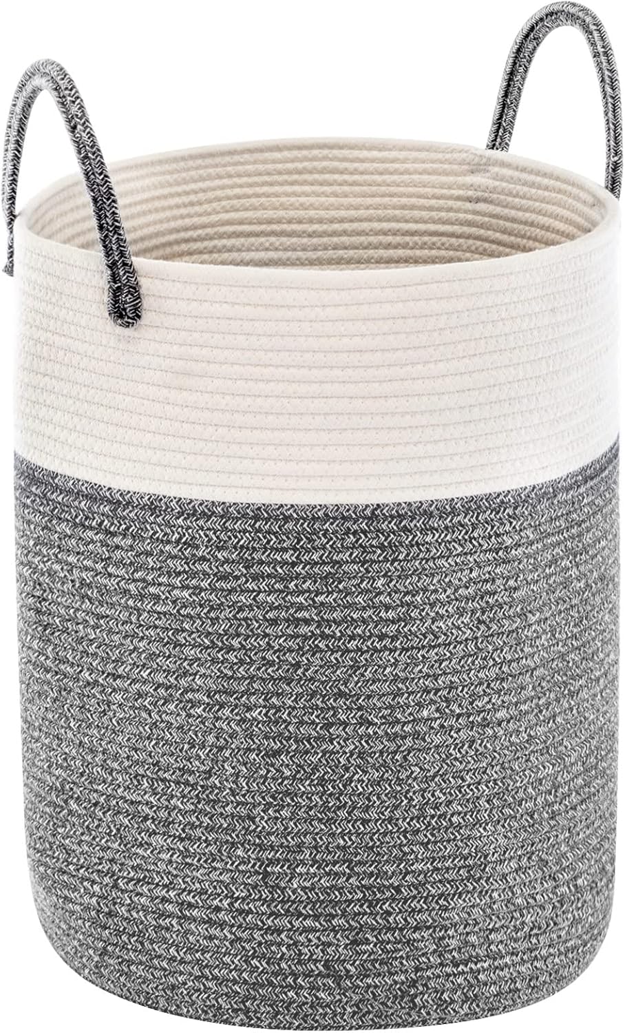 Panier à linge tressé en coton – Gris Foncé 38 × 50 cm Vendos85 - Mathon